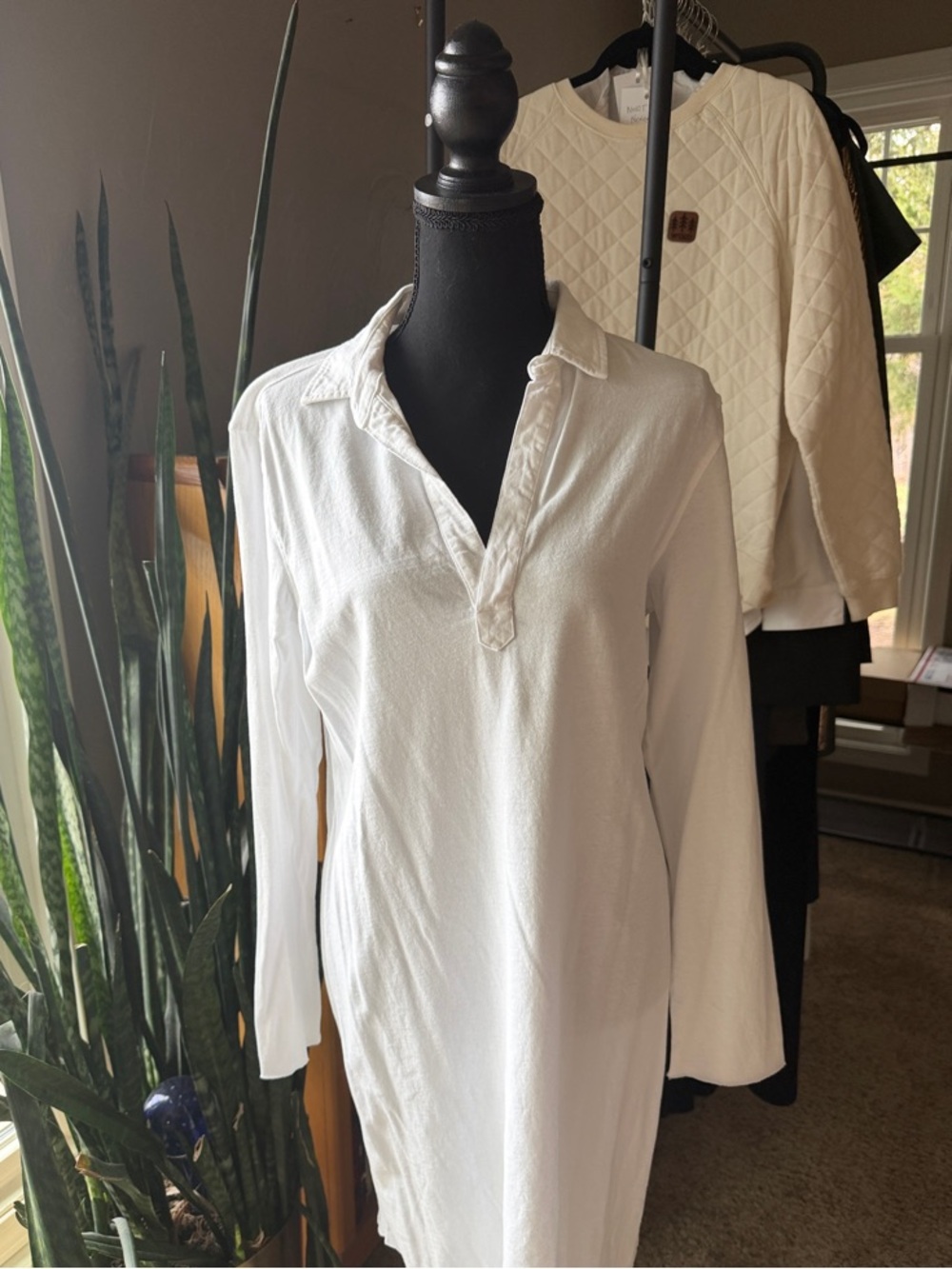 Frank & Eileen White Long-Sleeve Polo Tunic